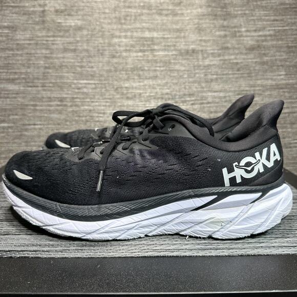 Hoka One One Other - HOKA Clifton 8 Black White Road Running Shoes Sneakers 1119393 BWHT - Men's 11